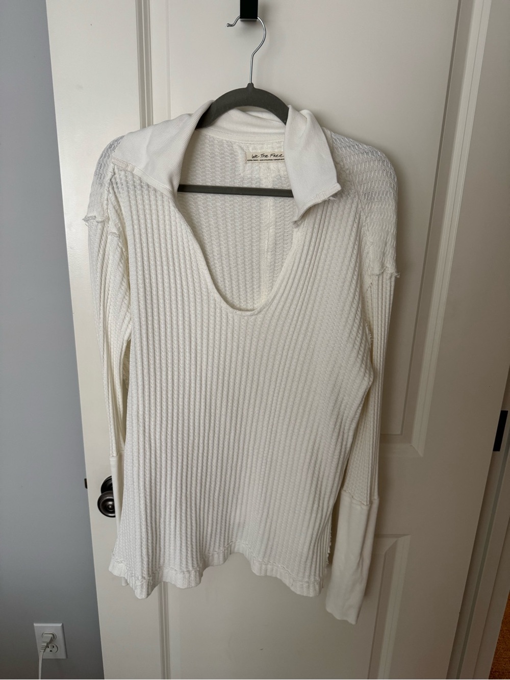 We The Free Cream Waffle Knit Long Sleeve Top